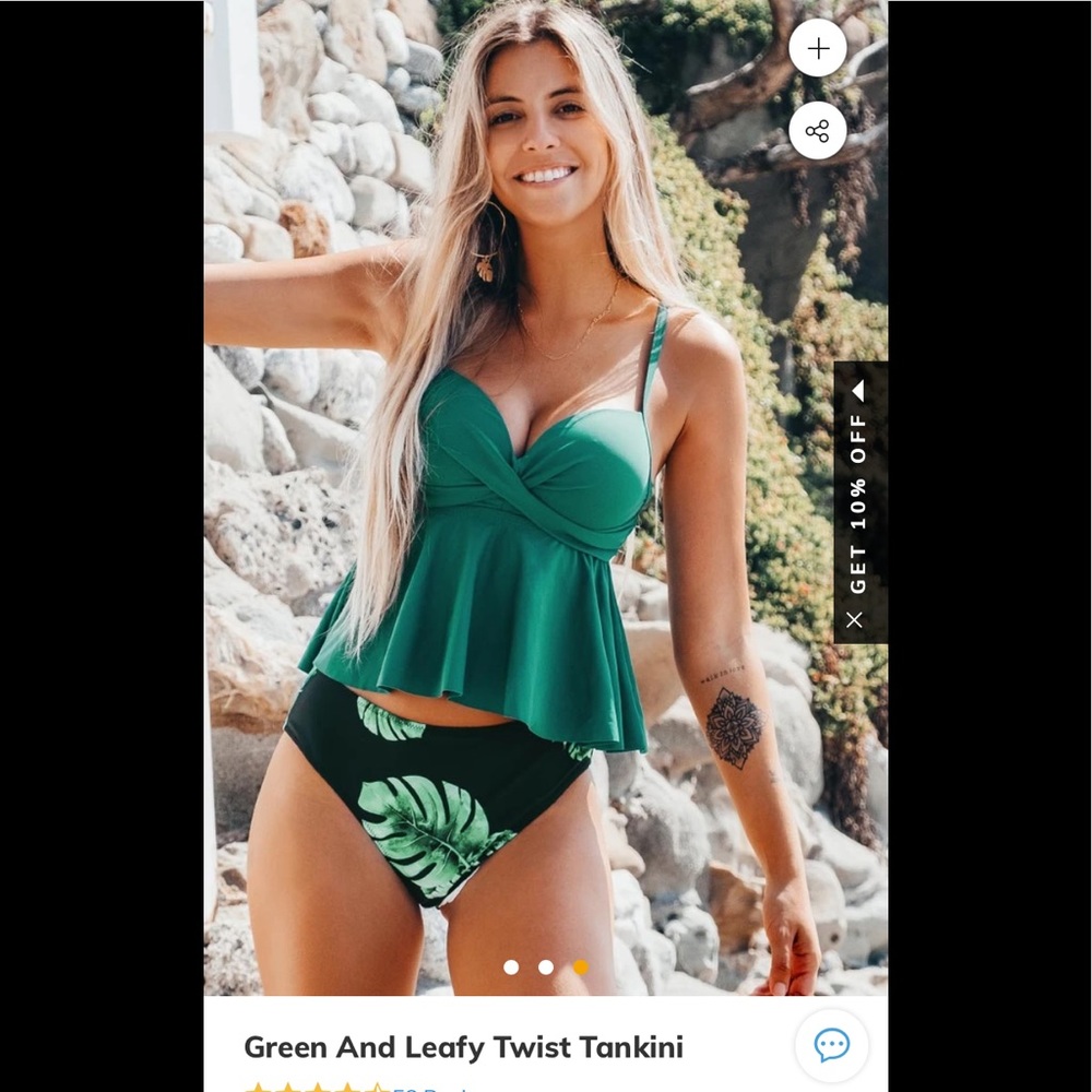 NWT Cupshe beautiful green and black two piece